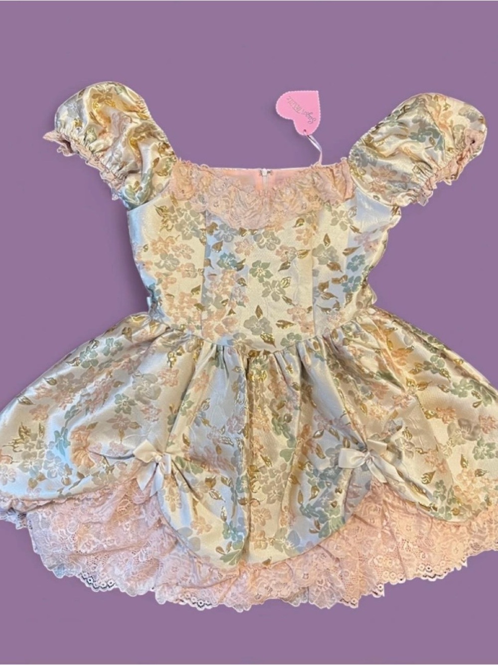 Dolls Kill x Sugar Thrillz - Tea And Circumstance Brocade Mini Dress - Pink